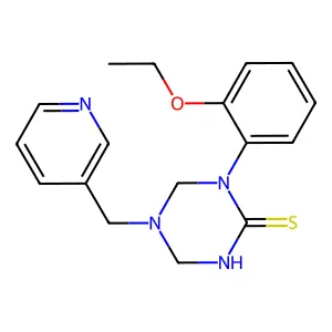 1-(2-ethoxyphenyl)-5-(pyridin-3-ylmethyl)-1,3,5-triazinane-2-thione structure
