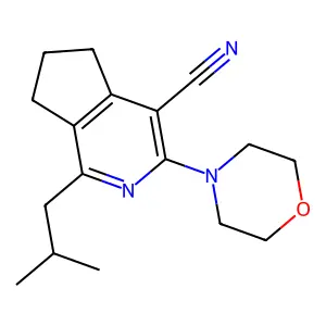 1-(2-methylpropyl)-3-morpholin-4-yl-6,7-dihydro-5H-cyclopenta[c]pyridine-4-carbonitrile structure