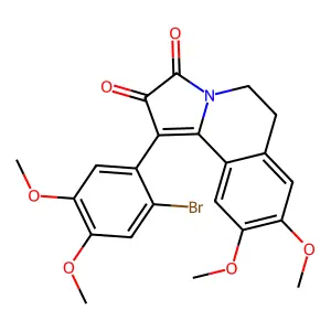 1-(2-bromo-4,5-dimethoxyphenyl)-8,9-dimethoxy-5,6-dihydropyrrolo[2,1-a]isoquinoline-2,3-dione structure