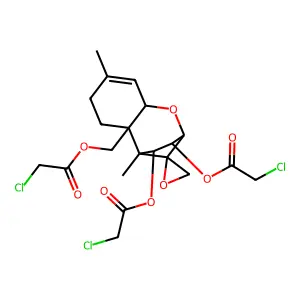 [10,11-bis[(2-chloroacetyl)oxy]-1,5-dimethylspiro[8-oxatricyclo[7.2.1.02,7]dodec-5-ene-12,2'-oxirane]-2-yl]methyl 2-chloroacetate structure