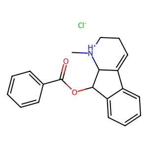 (1-methyl-2,3,9,9a-tetrahydro-1H-indeno[2,3-b]pyridin-1-ium-9-yl) benzoate chloride structure