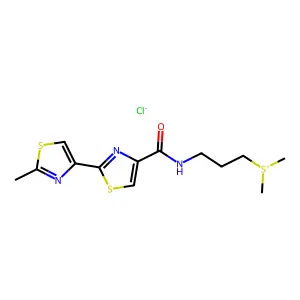 dimethyl-[3-[[2-(2-methyl-1,3-thiazol-4-yl)-1,3-thiazole-4-carbonyl]amino]propyl]sulfanium chloride structure