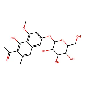 1-[1-hydroxy-8-methoxy-3-methyl-6-[(2S,3R,4S,5S,6R)-3,4,5-trihydroxy-6-(hydroxymethyl)oxan-2-yl]oxynaphthalen-2-yl]ethanone structure