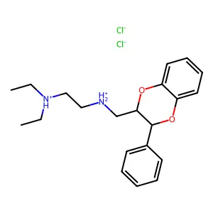 diethyl-[2-[[(2S,3S)-3-phenyl-2,3-dihydro-1,4-benzodioxin-2-yl]methylazaniumyl]ethyl]azanium dichloride structure