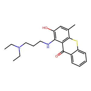 1-[3-(diethylamino)propylamino]-2-hydroxy-4-methylthioxanthen-9-one structure