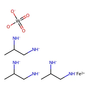 Tris(propylenediamine)tungstatoiron pentahydrate structure