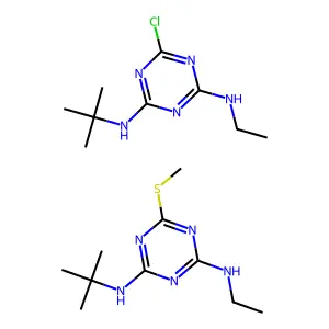 2-N-tert-butyl-6-chloro-4-N-ethyl-1,3,5-triazine-2,4-diamine2-N-tert-butyl-4-N-ethyl-6-methylsulfanyl-1,3,5-triazine-2,4-diamine structure