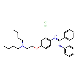2-[4-[anilino(phenyl)methylidene]azaniumylphenoxy]ethyl-dibutylazanium dichloride structure