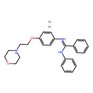 [anilino(phenyl)methylidene]-[4-(2-morpholin-4-ium-4-ylethoxy)phenyl]azanium dibromide structure