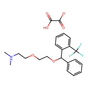 dimethyl-[2-[2-[phenyl-[2-(trifluoromethyl)phenyl]methoxy]ethoxy]ethyl]azanium2-hydroxy-2-oxoacetate structure