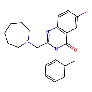 2-(azepan-1-ylmethyl)-6-iodo-3-(2-methylphenyl)quinazolin-4-one structure