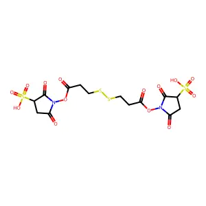 1-[3-[[3-(2,5-dioxo-3-sulfopyrrolidin-1-yl)oxy-3-oxopropyl]disulfanyl]propanoyloxy]-2,5-dioxopyrrolidine-3-sulfonic acid structure
