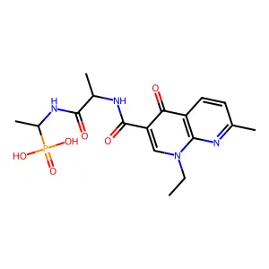 1-[2-[(1-ethyl-7-methyl-4-oxo-1,8-naphthyridine-3-carbonyl)amino]propanoylamino]ethylphosphonic acid structure