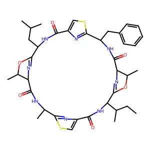 11-benzyl-4-(butan-2-yl)-7,21,25-trimethyl-18-(2-methylpropyl)-6,20-dioxa-13,27-dithia-3,10,17,24,29,30,31,32-octaazapentacyclo[24.2.1.15,8.112,15.119,22]dotriaconta-1(28),5(32),12(31),14,19(30),26(29)-hexaene-2,9,16,23-tetrone structure