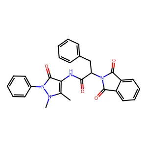 N-(1,5-dimethyl-3-oxo-2-phenylpyrazol-4-yl)-2-(1,3-dioxoisoindol-2-yl)-3-phenylpropanamide structure