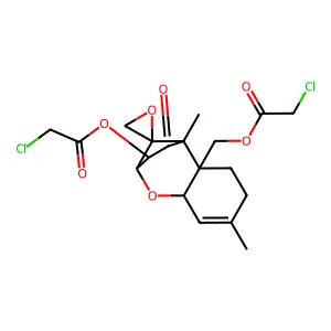 [10-(2-chloroacetyl)oxy-1,5-dimethyl-11-oxospiro[8-oxatricyclo[7.2.1.02,7]dodec-5-ene-12,2'-oxirane]-2-yl]methyl 2-chloroacetate structure