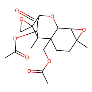 (12-acetyloxy-1,5-dimethyl-11-oxospiro[6,9-dioxatetracyclo[8.2.1.02,8.05,7]tridecane-13,2'-oxirane]-2-yl)methyl acetate structure