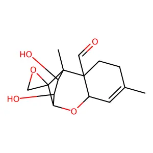 10,11-dihydroxy-1,5-dimethylspiro[8-oxatricyclo[7.2.1.02,7]dodec-5-ene-12,2'-oxirane]-2-carbaldehyde structure