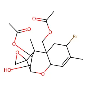 (11-acetyloxy-4-bromo-10-hydroxy-1,5-dimethylspiro[8-oxatricyclo[7.2.1.02,7]dodec-5-ene-12,2'-oxirane]-2-yl)methyl acetate structure