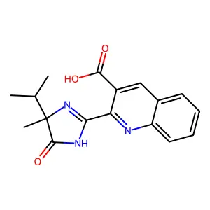 2-(4-methyl-5-oxo-4-propan-2-yl-1H-imidazol-2-yl)quinoline-3-carboxylic acid structure