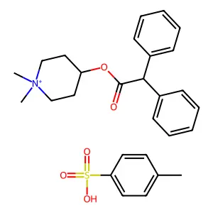 (1,1-dimethylpiperidin-1-ium-4-yl) 2,2-diphenylacetate;4-methylbenzenesulfonic acid structure