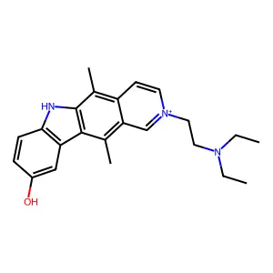 2-[2-(diethylamino)ethyl]-5,11-dimethyl-6H-pyrido[4,3-b]carbazol-2-ium-9-ol structure