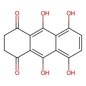5,8,9,10-tetrahydroxy-2,3-dihydroanthracene-1,4-dione structure