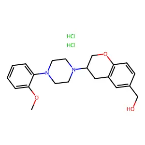 [3-[4-(2-methoxyphenyl)piperazin-1-yl]-3,4-dihydro-2H-chromen-6-yl]methanoldihydrochloride structure