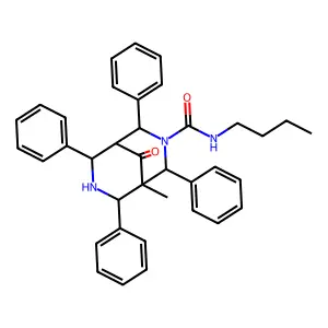 N-butyl-1-methyl-9-oxo-2,4,6,8-tetraphenyl-3,7-diazabicyclo[3.3.1]nonane-3-carboxamide structure
