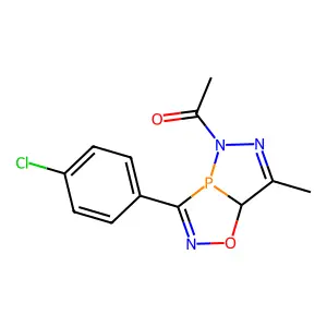 1-[3-(4-chlorophenyl)-7-methyl-7aH-diazaphospholo[3,4-d][1,2,4]oxazaphosphol-5-yl]ethanone structure