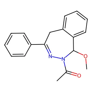 1-(1-methoxy-4-phenyl-1,5-dihydro-2,3-benzodiazepin-2-yl)ethanone structure