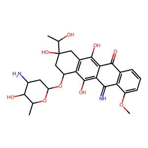 10-[(2R,4S,5S,6S)-4-amino-5-hydroxy-6-methyloxan-2-yl]oxy-6,8,11-trihydroxy-8-(1-hydroxyethyl)-12-imino-1-methoxy-9,10-dihydro-7H-tetracen-5-one structure