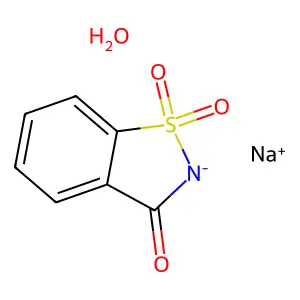 1,2-Benzisothiazol-3(2H)-one, 1,1-dioxide, sodium salt, hydrate structure