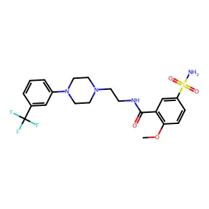 2-methoxy-5-sulfamoyl-N-[2-[4-[3-(trifluoromethyl)phenyl]piperazin-1-yl]ethyl]benzamide structure