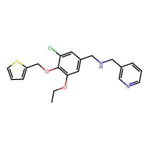 1-[3-chloro-5-ethoxy-4-(thiophen-2-ylmethoxy)phenyl]-N-(pyridin-3-ylmethyl)methanamine structure