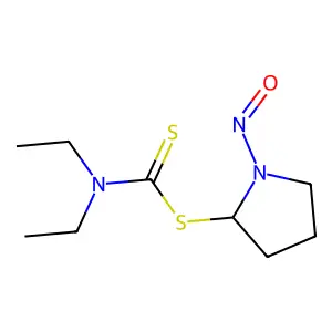 (1-nitrosopyrrolidin-2-yl) N,N-diethylcarbamodithioate structure