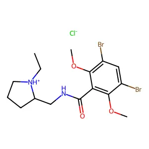 Benzamide, 3,5-dibromo-2,6-dimethoxy-N-(1-ethyl-2-pyrrolidinylmethyl)-, monohydrochloride structure
