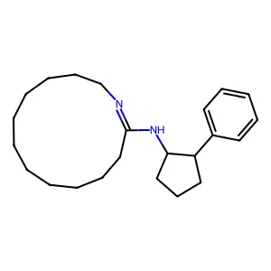 N-(2-phenylcyclopentyl)-1-azacyclotridecen-2-amine structure