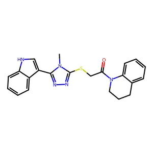 1-(3,4-dihydro-2H-quinolin-1-yl)-2-[[5-(1H-indol-3-yl)-4-methyl-1,2,4-triazol-3-yl]sulfanyl]ethanone structure