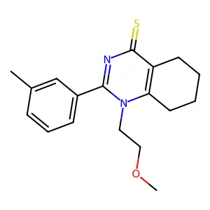 1-(2-methoxyethyl)-2-(3-methylphenyl)-5,6,7,8-tetrahydroquinazoline-4-thione structure