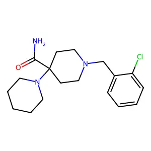 1'-(2-chlorobenzyl)-1,4'-bipiperidine-4'-carboxamide structure