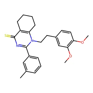 1-[2-(3,4-dimethoxyphenyl)ethyl]-2-(3-methylphenyl)-5,6,7,8-tetrahydroquinazoline-4-thione structure