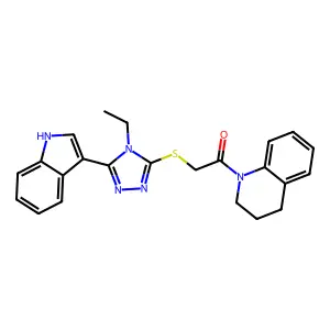1-(3,4-dihydro-2H-quinolin-1-yl)-2-[[4-ethyl-5-(1H-indol-3-yl)-1,2,4-triazol-3-yl]sulfanyl]ethanone structure