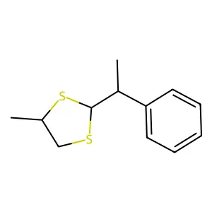 4-methyl-2-(1-phenylethyl)-1,3-dithiolane structure