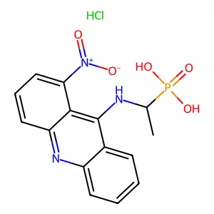 1-[(1-nitroacridin-9-yl)amino]ethylphosphonic acid;hydrochloride structure