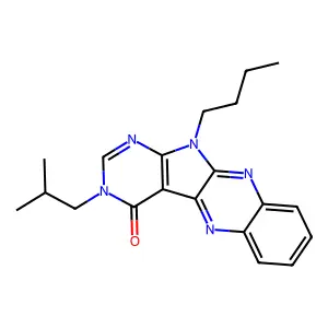 11-butyl-3-isobutyl-3H-pyrimido[5',4':4,5]pyrrolo[2,3-b]quinoxalin-4(11H)-one structure