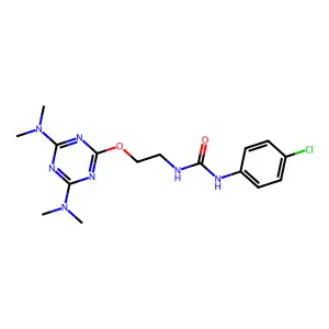 1-[2-[[4,6-bis(dimethylamino)-1,3,5-triazin-2-yl]oxy]ethyl]-3-(4-chlorophenyl)urea structure