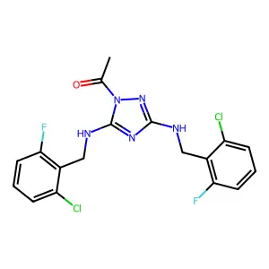1-{3,5-bis[(2-chloro-6-fluorobenzyl)amino]-1H-1,2,4-triazol-1-yl}ethanone structure