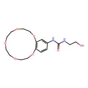 1-(2-hydroxyethyl)-3-(2,5,8,11,14-pentaoxabicyclo[13.4.0]nonadeca-1(15),16,18-trien-17-yl)urea structure