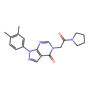 1-(3,4-dimethylphenyl)-5-(2-oxo-2-pyrrolidin-1-ylethyl)pyrazolo[5,4-d]pyrimidin-4-one structure